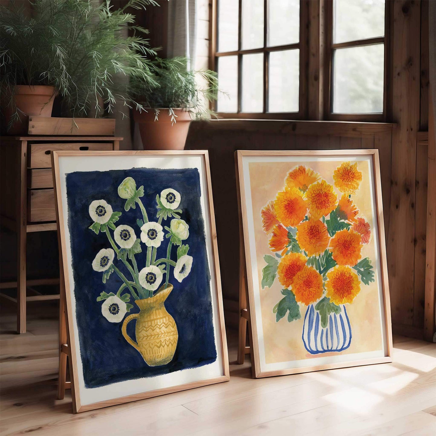 Orange Chrysanthemum Floral Art Print