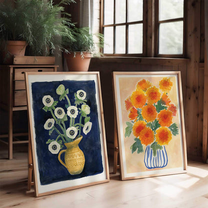 Orange Chrysanthemum Floral Art Print