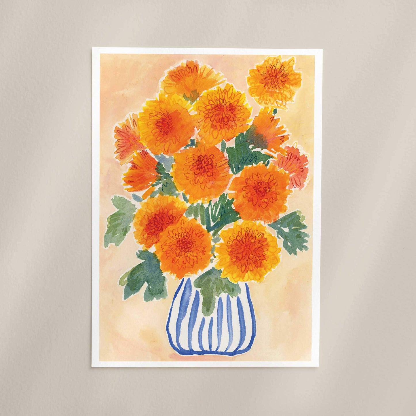 Orange Chrysanthemum Floral Art Print