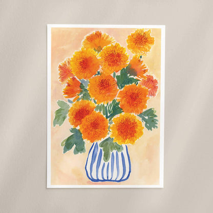 Orange Chrysanthemum Floral Art Print