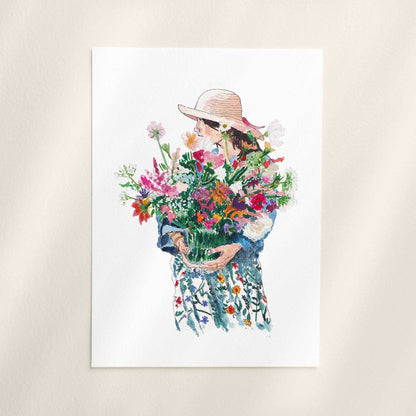 Woman with Flowers Art Print