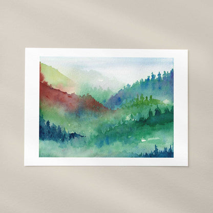 Green Rust Hills Landscape Art Print