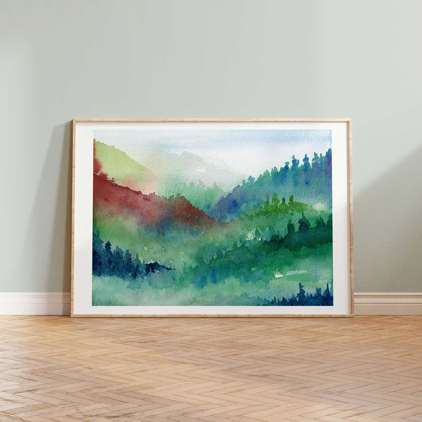 Green Rust Hills Landscape Art Print