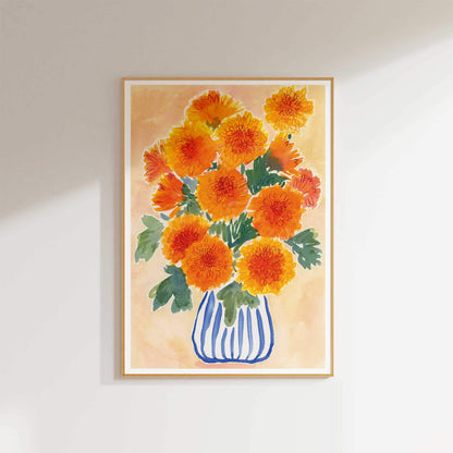 Orange Chrysanthemum Floral Art Print