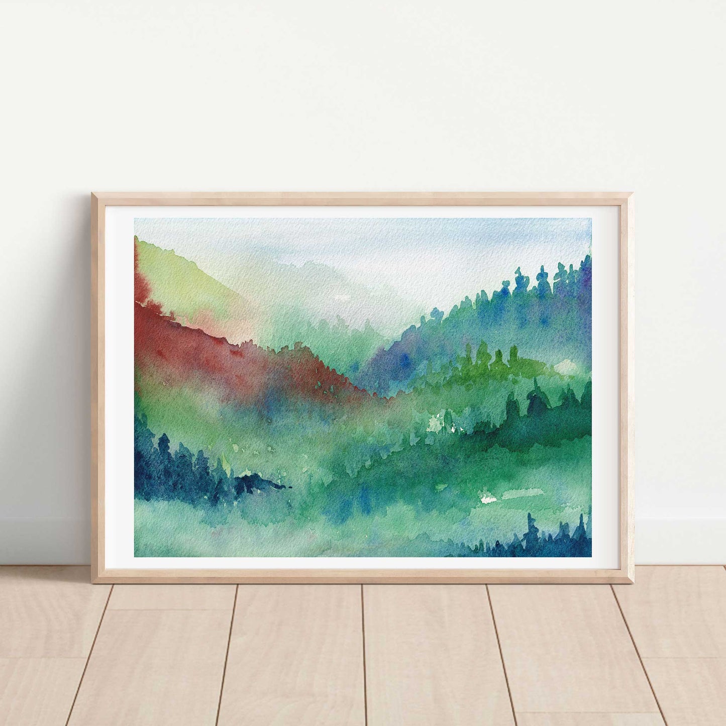 Green Rust Hills Landscape Art Print