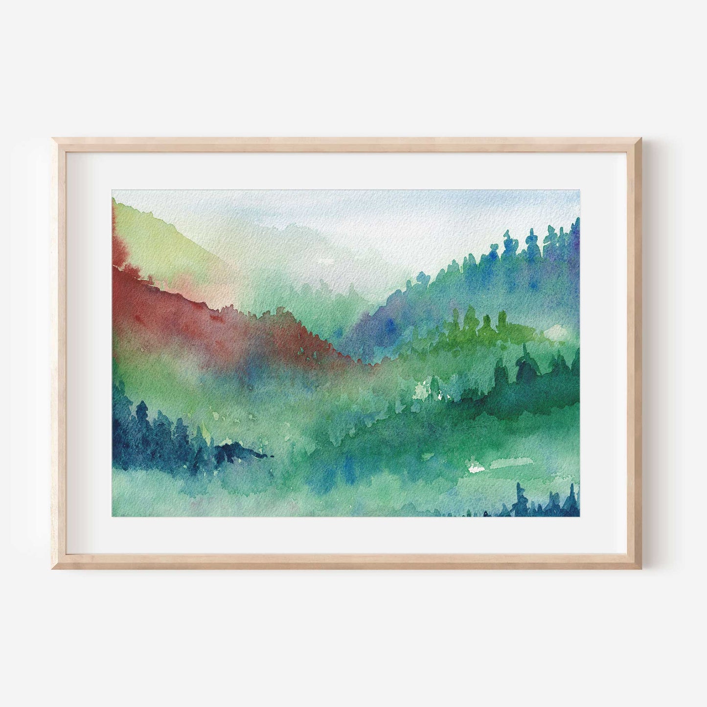Green Rust Hills Landscape Art Print
