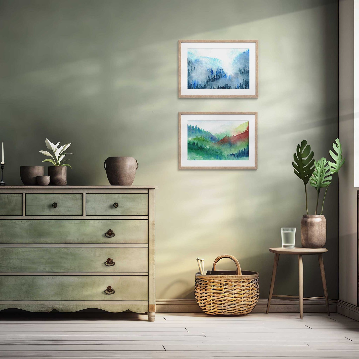 Green Rust Hills Landscape Art Print