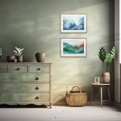 Green Rust Hills Landscape Art Print